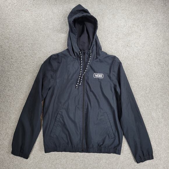 Vans Other - Vans Off The Wall Jacket Youth Large Black Full Zip Hooded Light Windbreaker